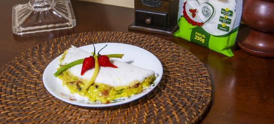 Tapioca recheada com guacamole
